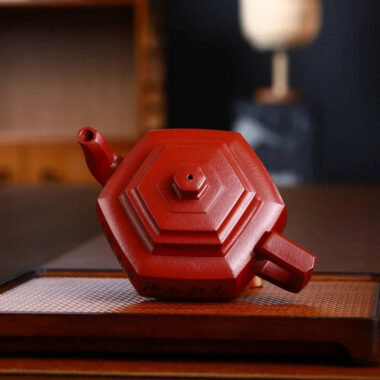 Full Handmade Yixing Zisha Teapot [Liufang Xue Hua Pot] (Zhu Ni – 350ml)