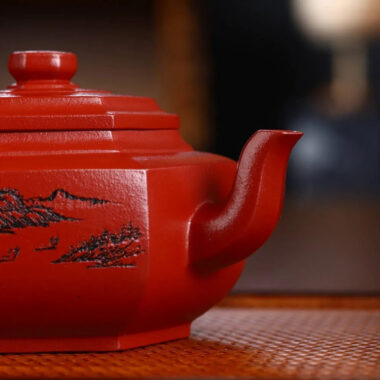 Full Handmade Yixing Zisha Teapot [Liufang Xue Hua Pot] (Zhu Ni – 350ml)