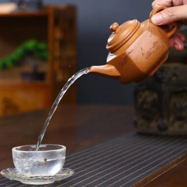 Full Handmade Yixing Zisha Teapot [Liufang Yun Zhong Pot] (Wucai Lao Duan Ni – 280ml)