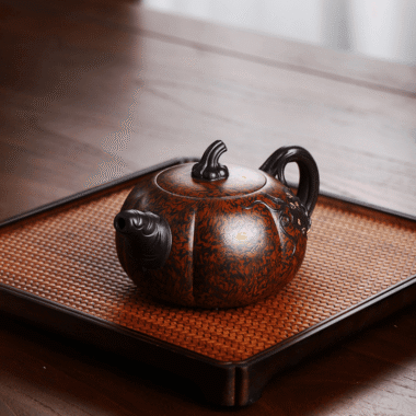 Full Handmade Yixing Zisha Teapot [Luxury Pumpkin] (Jiao Ni – 350ml)