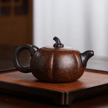 Full Handmade Yixing Zisha Teapot [Luxury Pumpkin] (Jiao Ni – 350ml)