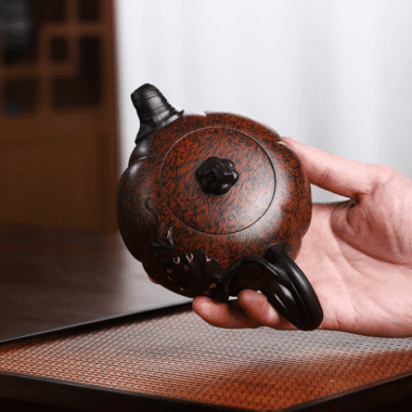 Full Handmade Yixing Zisha Teapot [Luxury Pumpkin] (Jiao Ni – 350ml)