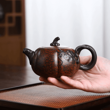 Full Handmade Yixing Zisha Teapot [Luxury Pumpkin] (Jiao Ni – 350ml)