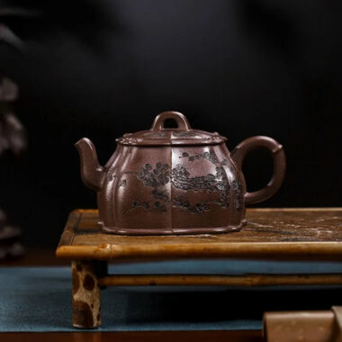 Full Handmade Yixing Zisha Teapot [Meixiang Rumeng] (Ziyu Jin Sha – 350ml)