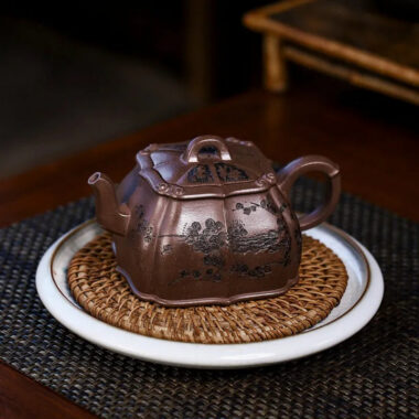 Full Handmade Yixing Zisha Teapot [Meixiang Rumeng] (Ziyu Jin Sha – 350ml)