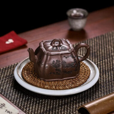Full Handmade Yixing Zisha Teapot [Meixiang Rumeng] (Ziyu Jin Sha – 350ml)