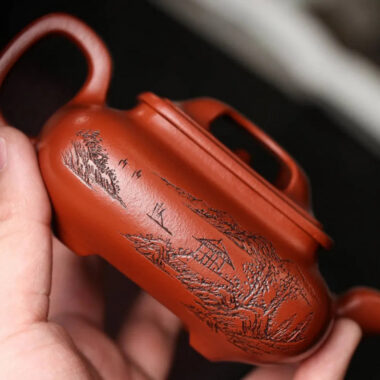 Full Handmade Yixing Zisha Teapot [Niu Gai Chuan Lu Pot] (Xiao Meiyao Zhu Ni – 250ml)