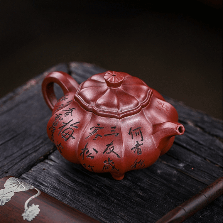 Full Handmade Yixing Zisha Teapot [Pine Bamboo Plum] (Long Xue Sha – 250ml)