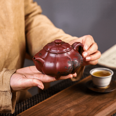 Full Handmade Yixing Zisha Teapot [Pine Bamboo Plum] (Long Xue Sha – 250ml)