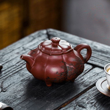 Full Handmade Yixing Zisha Teapot [Pine Bamboo Plum] (Long Xue Sha – 250ml)