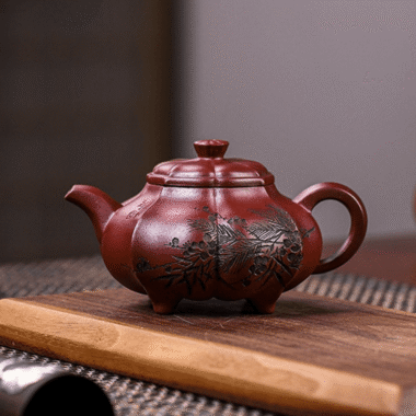 Full Handmade Yixing Zisha Teapot [Pine Bamboo Plum] (Long Xue Sha – 250ml)