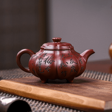 Full Handmade Yixing Zisha Teapot [Pine Bamboo Plum] (Long Xue Sha – 250ml)