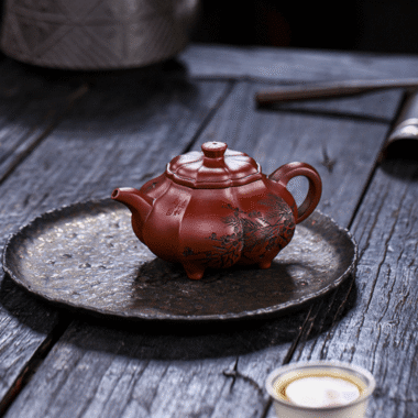 Full Handmade Yixing Zisha Teapot [Pine Bamboo Plum] (Long Xue Sha – 250ml)