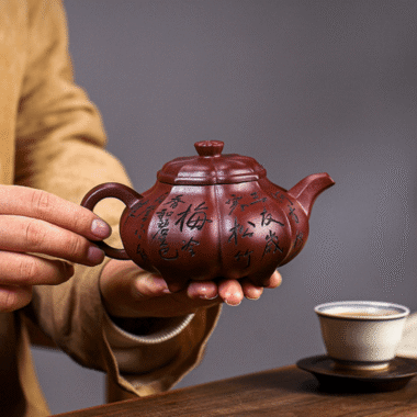 Full Handmade Yixing Zisha Teapot [Pine Bamboo Plum] (Long Xue Sha – 250ml)