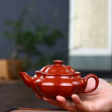 Full Handmade Yixing Zisha Teapot [Plum Blossom Pot] (Dahongpao – 210ml)