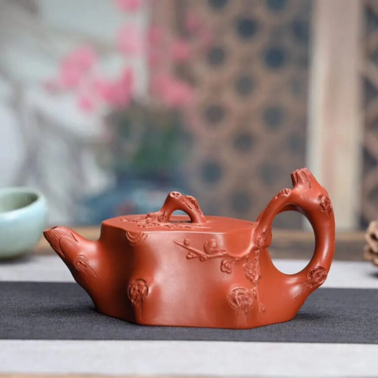 Full Handmade Yixing Zisha Teapot [Plum Tree Trunk Pot] (Zhu Ni – 250ml)