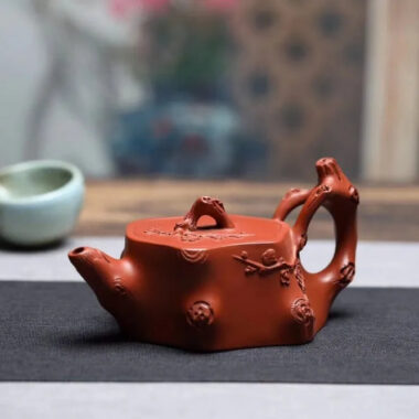 Full Handmade Yixing Zisha Teapot [Plum Tree Trunk Pot] (Zhu Ni – 250ml)
