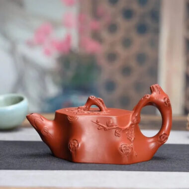 Full Handmade Yixing Zisha Teapot [Plum Tree Trunk Pot] (Zhu Ni – 250ml)
