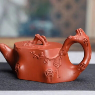 Full Handmade Yixing Zisha Teapot [Plum Tree Trunk Pot] (Zhu Ni – 250ml)