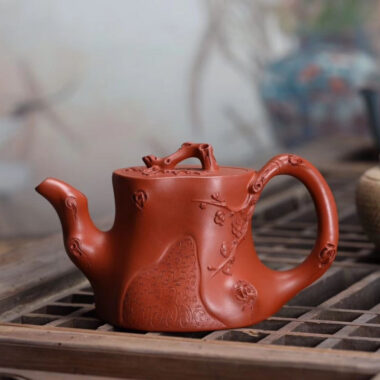 Full Handmade Yixing Zisha Teapot [Plum Tree Trunk Pot] (Zhu Ni – 300ml)