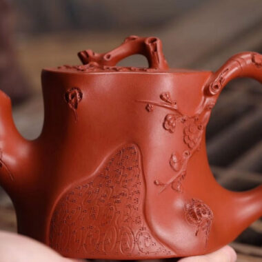 Full Handmade Yixing Zisha Teapot [Plum Tree Trunk Pot] (Zhu Ni – 300ml)
