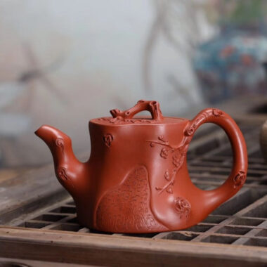 Full Handmade Yixing Zisha Teapot [Plum Tree Trunk Pot] (Zhu Ni – 300ml)