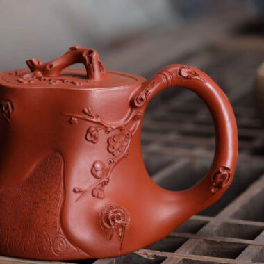 Full Handmade Yixing Zisha Teapot [Plum Tree Trunk Pot] (Zhu Ni – 300ml)
