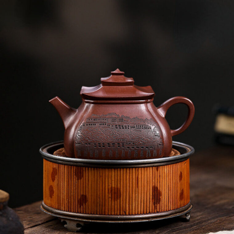 Full Handmade Yixing Zisha Teapot [Potala Palace] (Di Cao Qing – 380ml)