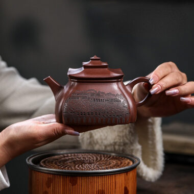 Full Handmade Yixing Zisha Teapot [Potala Palace] (Di Cao Qing – 380ml)