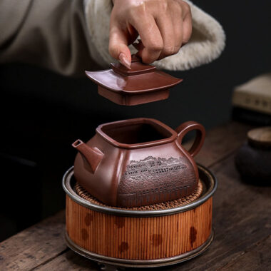 Full Handmade Yixing Zisha Teapot [Potala Palace] (Di Cao Qing – 380ml)