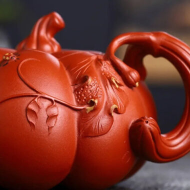 Full Handmade Yixing Zisha Teapot [Pumpkin Pot] (Qing Shui Ni – 280ml)