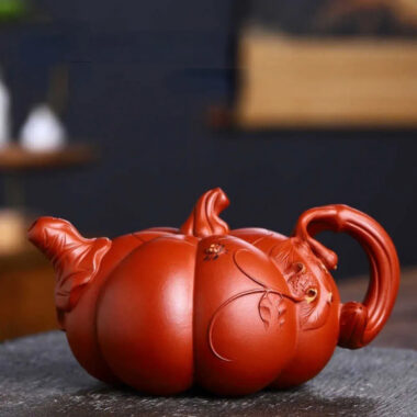 Full Handmade Yixing Zisha Teapot [Pumpkin Pot] (Qing Shui Ni – 280ml)