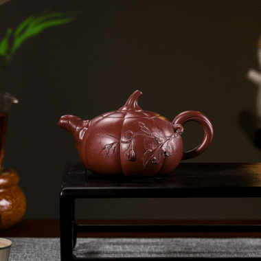 Full Handmade Yixing Zisha Teapot [Pumpkin] (Zi Ni – 380ml)