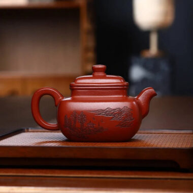 Full Handmade Yixing Zisha Teapot [Qingyu Sifang Pot] (Hong Pi Long – 360ml)