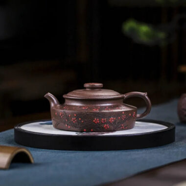 Full Handmade Yixing Zisha Teapot [Ruyi Jin Mei] (Ziyu Jin Sha – 200ml)