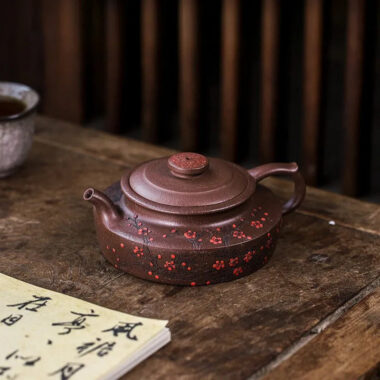 Full Handmade Yixing Zisha Teapot [Ruyi Jin Mei] (Ziyu Jin Sha – 200ml)