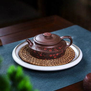 Full Handmade Yixing Zisha Teapot [Ruyi Jin Mei] (Ziyu Jin Sha – 200ml)