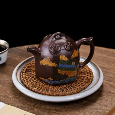 Full Handmade Yixing Zisha Teapot [Shanshui Qin Quan] (Lao Zi Ni – 420ml)