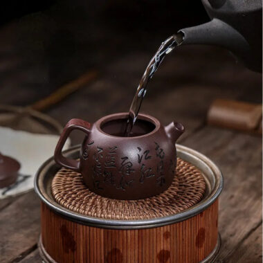 Full Handmade Yixing Zisha Teapot [Shen Yun Jiangnan] (Zi Ni – 130ml)