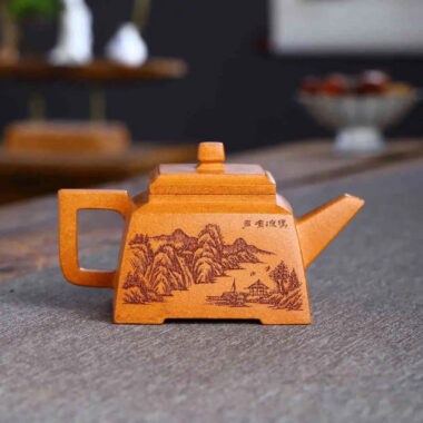 Full Handmade Yixing Zisha Teapot [Sheng Fang Pot] (Wucai Lao Duan Ni – 300ml)