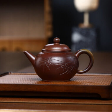 Full Handmade Yixing Zisha Teapot [Shui Ping Pot] (Qing Duan Ni Firewood Fired – 200ml)