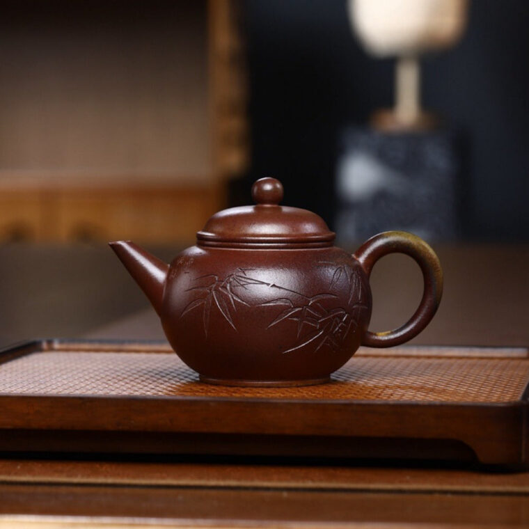 Full Handmade Yixing Zisha Teapot [Shui Ping Pot] (Qing Duan Ni Firewood Fired – 200ml)