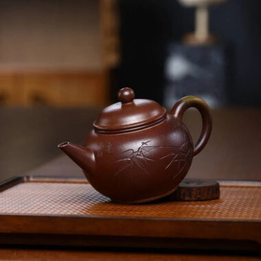 Full Handmade Yixing Zisha Teapot [Shui Ping Pot] (Qing Duan Ni Firewood Fired – 200ml)