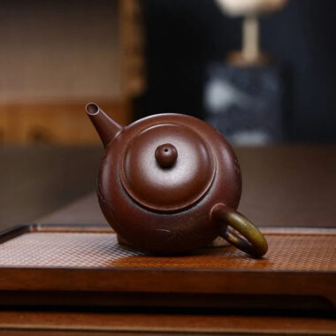 Full Handmade Yixing Zisha Teapot [Shui Ping Pot] (Qing Duan Ni Firewood Fired – 200ml)