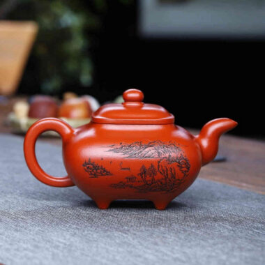 Full Handmade Yixing Zisha Teapot [Sifang Chuan Lu Pot] (Zhu Ni – 330ml)