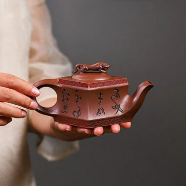 Full Handmade Yixing Zisha Teapot [Sifang Jiebao] (Di Cao Qing – 150ml)