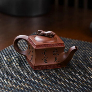 Full Handmade Yixing Zisha Teapot [Sifang Jiebao] (Di Cao Qing – 150ml)