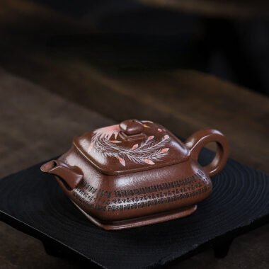 Full Handmade Yixing Zisha Teapot [Sifang Jin Feng] (Ziyu Jin Sha – 280ml)