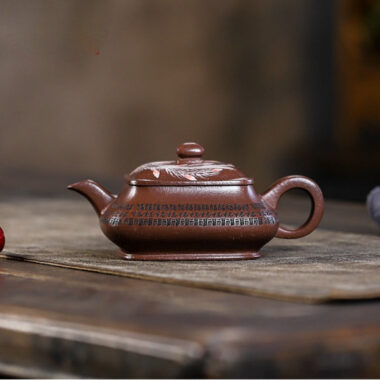 Full Handmade Yixing Zisha Teapot [Sifang Jin Feng] (Ziyu Jin Sha – 280ml)