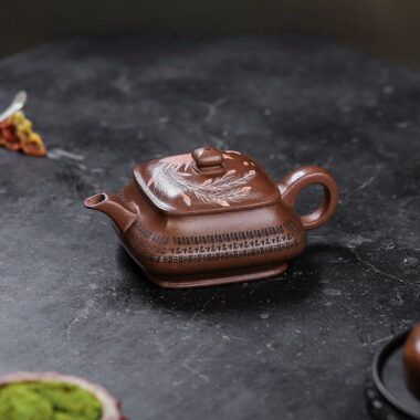 Full Handmade Yixing Zisha Teapot [Sifang Jin Feng] (Ziyu Jin Sha – 280ml)